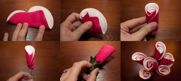 make a breast pad rose bud bouquet