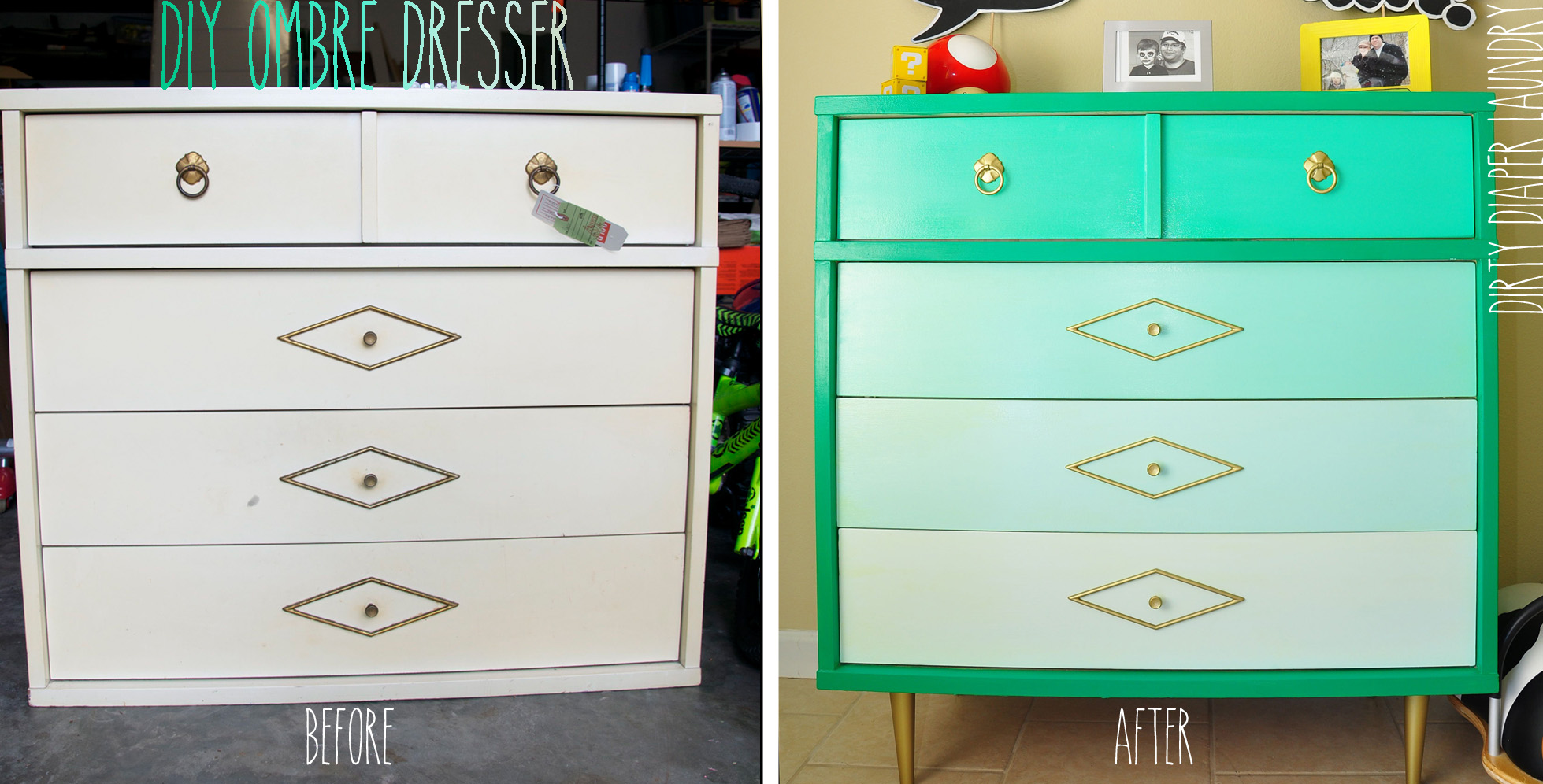 Ombré dresser before and after